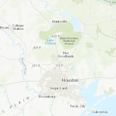 Map showing location of Oak Ridge North (30.160220, -95.444380)
