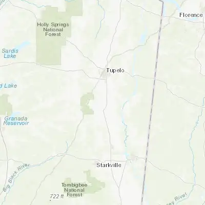 Map showing location of Okolona (34.001780, -88.755330)