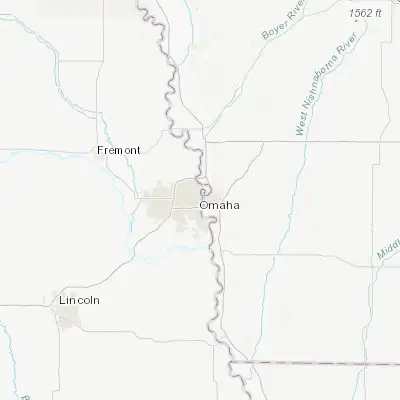 Map showing location of Omaha (41.256260, -95.940430)