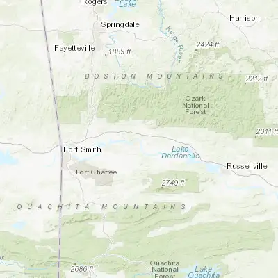 Map showing location of Ozark (35.487030, -93.827700)