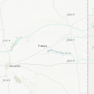 Map showing location of Pampa (35.536160, -100.959870)