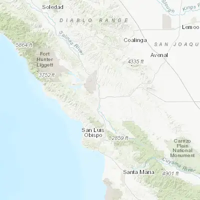 Map showing location of Paso Robles (35.626640, -120.691000)