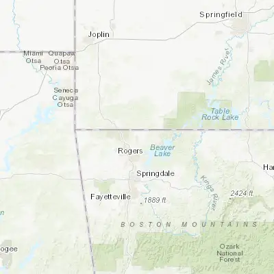 Map showing location of Pea Ridge (36.453960, -94.115200)