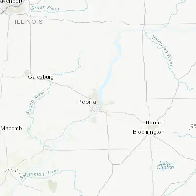 Map showing location of Peoria Heights (40.747260, -89.573980)