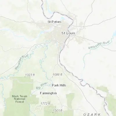 Map showing location of Pevely (38.283390, -90.395120)