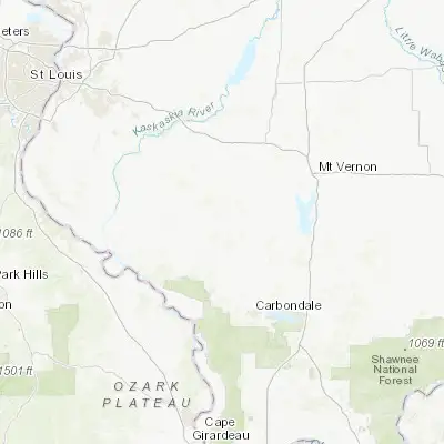 Map showing location of Pinckneyville (38.080330, -89.382030)