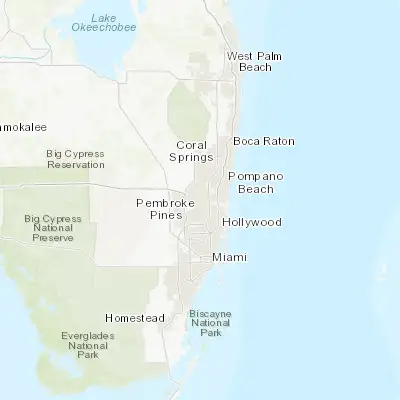 Map showing location of Pine Island Ridge (26.094810, -80.273940)