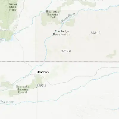 Map showing location of Pine Ridge (43.025540, -102.556270)