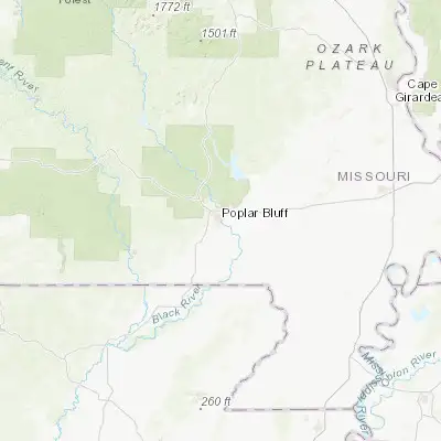 Map showing location of Poplar Bluff (36.757000, -90.392890)