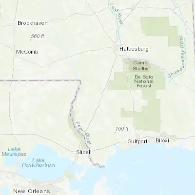 Map showing location of Poplarville (30.840190, -89.534230)
