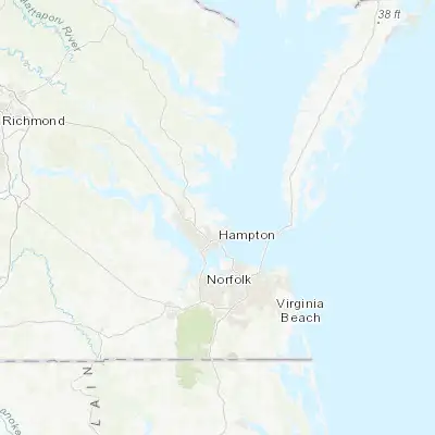 Map showing location of Poquoson (37.122370, -76.345780)