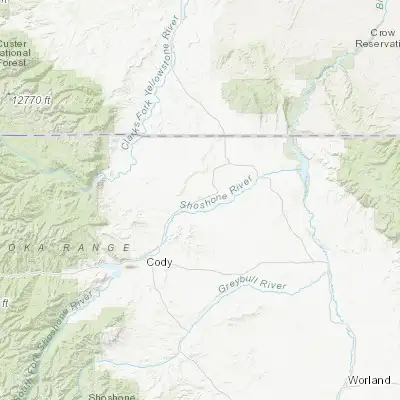 Map showing location of Powell (44.753840, -108.757350)
