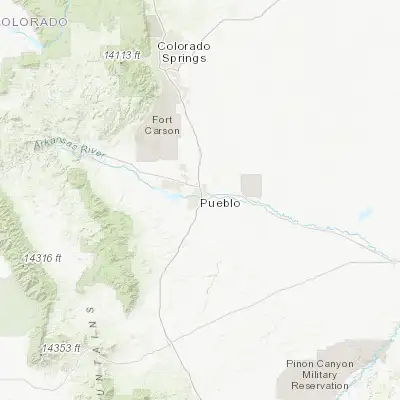 Map showing location of Pueblo (38.254450, -104.609140)