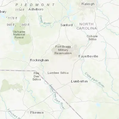 Map showing location of Raeford (34.981000, -79.224200)