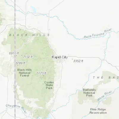 Map showing location of Rapid City (44.080540, -103.231010)