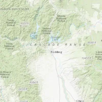 Map showing location of Redding (40.586540, -122.391680)