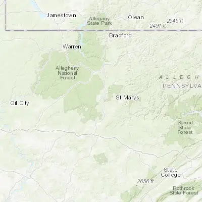 Map showing location of Ridgway (41.420340, -78.728640)
