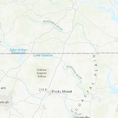 Map showing location of Roanoke Rapids (36.461540, -77.654150)