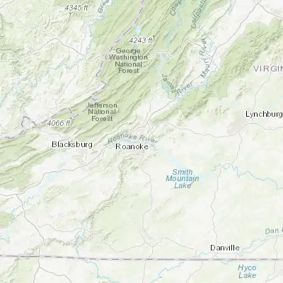Map showing location of Roanoke (37.270970, -79.941430)
