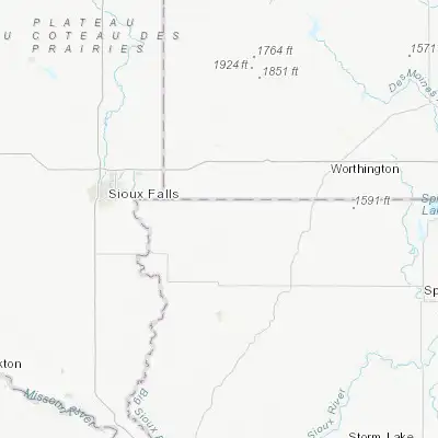 Map showing location of Rock Rapids (43.427190, -96.175860)