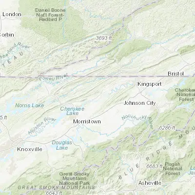 Map showing location of Rogersville (36.407320, -83.005440)