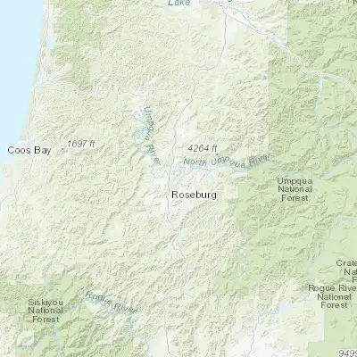 Map showing location of Roseburg North (43.264520, -123.303310)