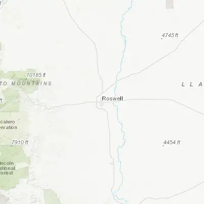 Map showing location of Roswell (33.394370, -104.524910)