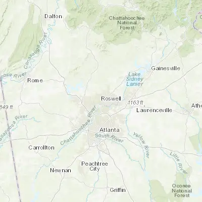 Map showing location of Roswell (34.023160, -84.361590)