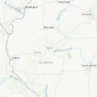 Map showing location of Rushville (40.121160, -90.563180)