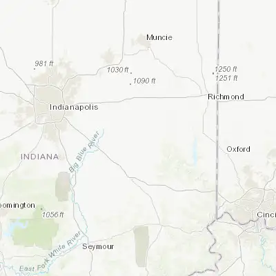Map showing location of Rushville (39.609210, -85.446360)