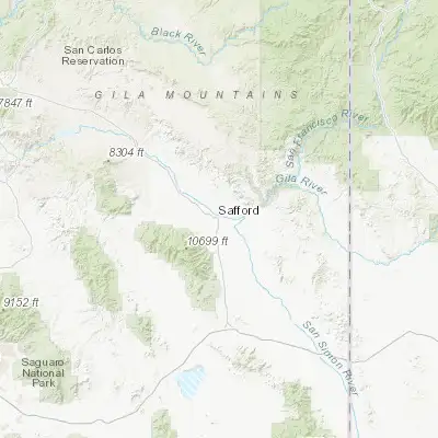 Map showing location of Safford (32.833950, -109.707580)