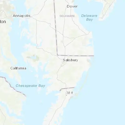 Map showing location of Salisbury (38.360670, -75.599370)