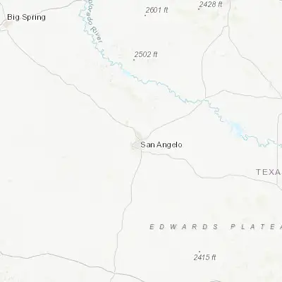 Map showing location of San Angelo (31.463770, -100.437040)