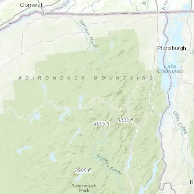 Map showing location of Saranac Lake (44.329500, -74.131270)