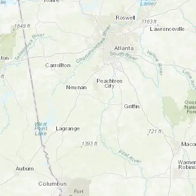 Map showing location of Senoia (33.302340, -84.553820)