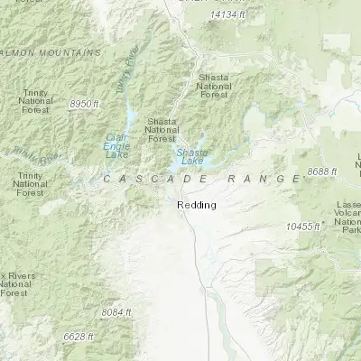 Map showing location of Shasta Lake (40.680430, -122.370840)