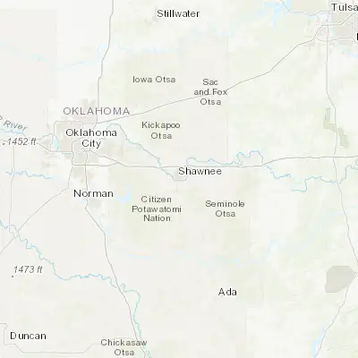 Map showing location of Shawnee (35.327290, -96.925300)