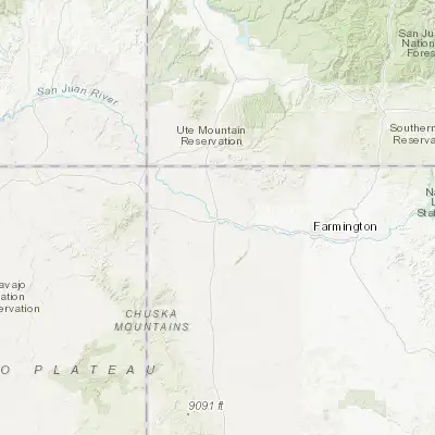 Map showing location of Shiprock (36.785550, -108.687030)