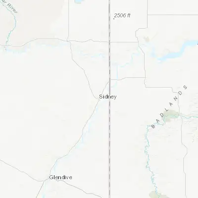 Map showing location of Sidney (47.716680, -104.156330)