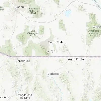 Map showing location of Sierra Vista Southeast (31.453850, -110.216370)