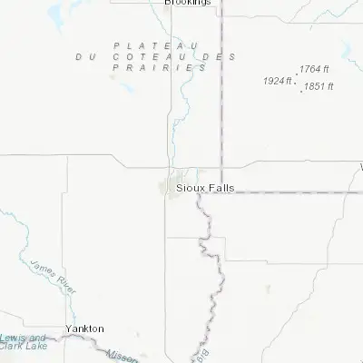 Map showing location of Sioux Falls (43.549970, -96.700330)