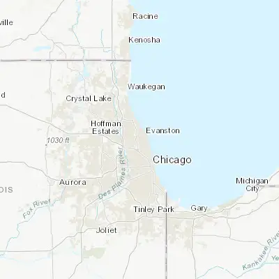 Map showing location of Skokie (42.033360, -87.733390)