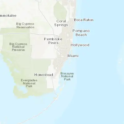 Map showing location of South Miami (25.707600, -80.293380)