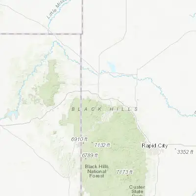 Map showing location of Spearfish (44.490820, -103.859370)