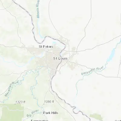 Map showing location of St. Louis (38.627270, -90.197890)