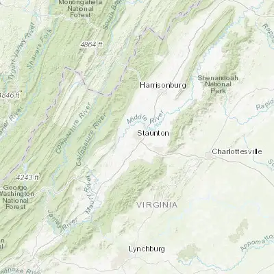 Map showing location of Staunton (38.149910, -79.073200)