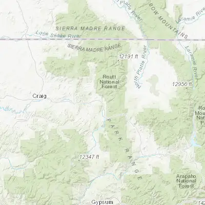 Map showing location of Steamboat Springs (40.484980, -106.831720)
