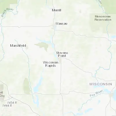 Map showing location of Stevens Point (44.523580, -89.574560)
