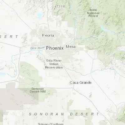 Map showing location of Sun Lakes (33.211160, -111.875420)