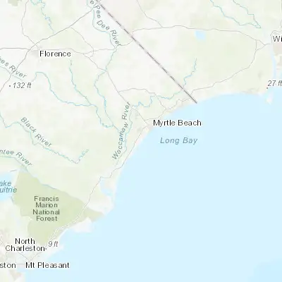 Map showing location of Surfside Beach (33.606000, -78.973090)